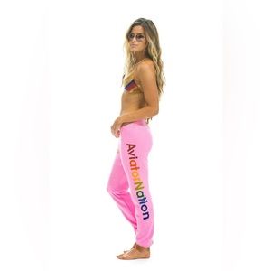 WOMEN'S AVIATOR NATION SWEATPANTS - NEON PINK